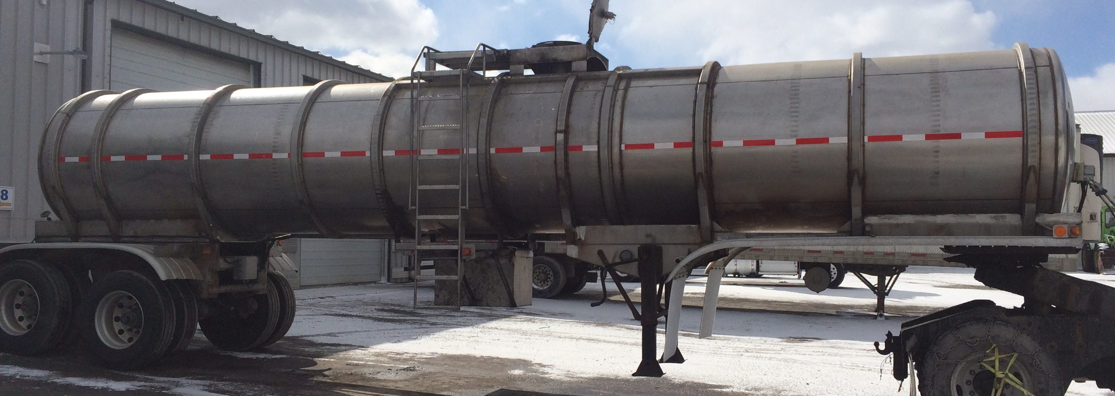 Rebuilt stainless tank trailer after repair at Tri Tank Corp.